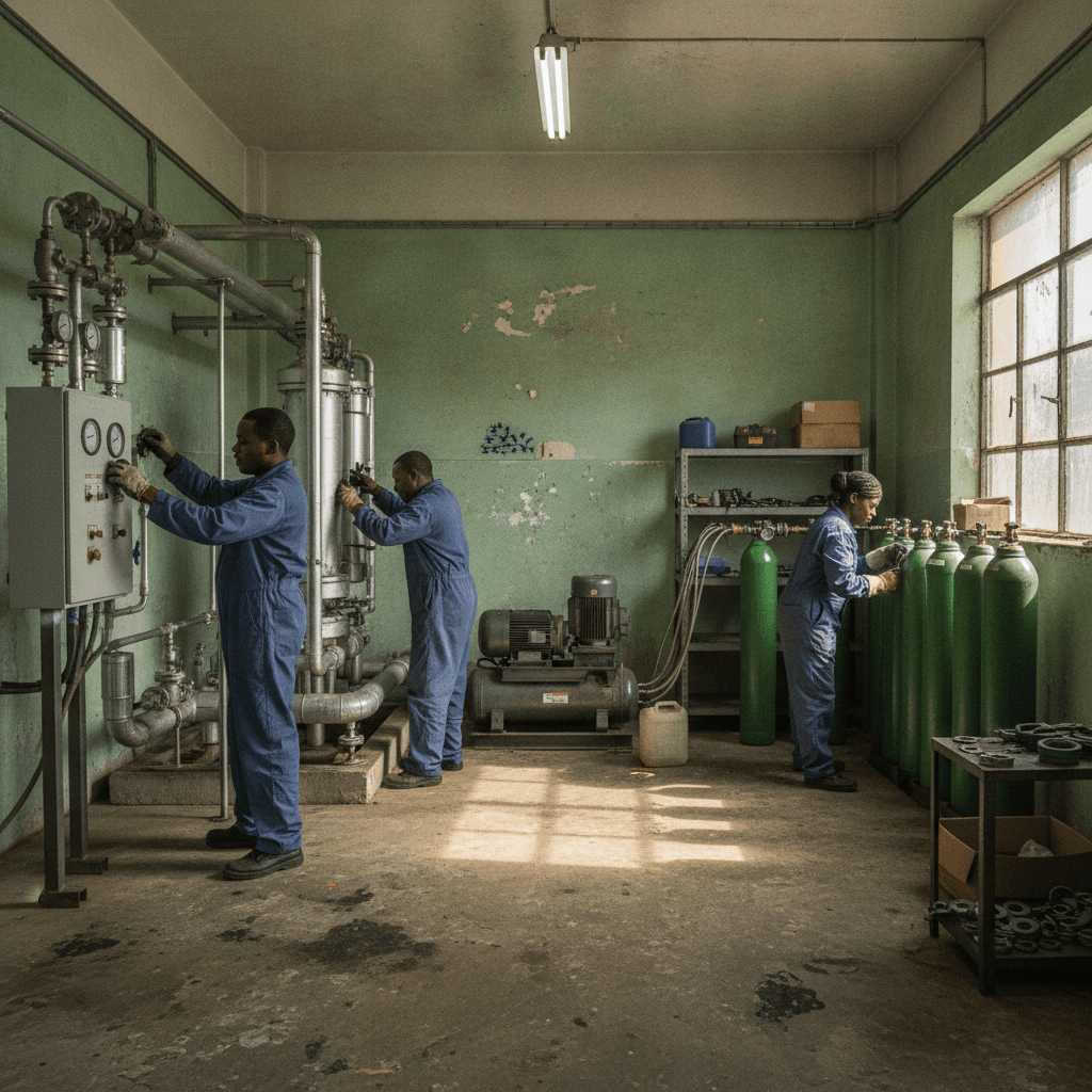 Oxygen compressor and spare-parts supply context