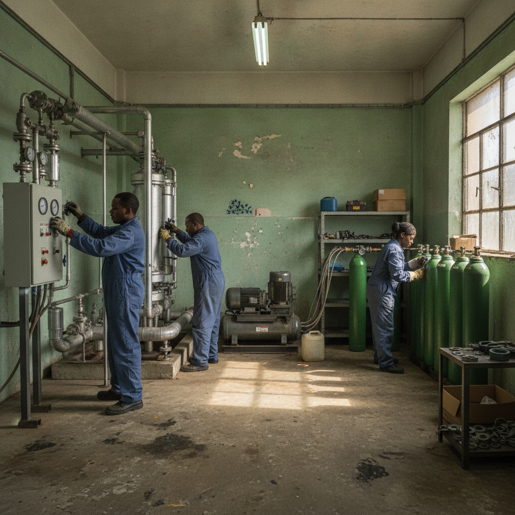 Oxygen compressor and spare-parts supply context